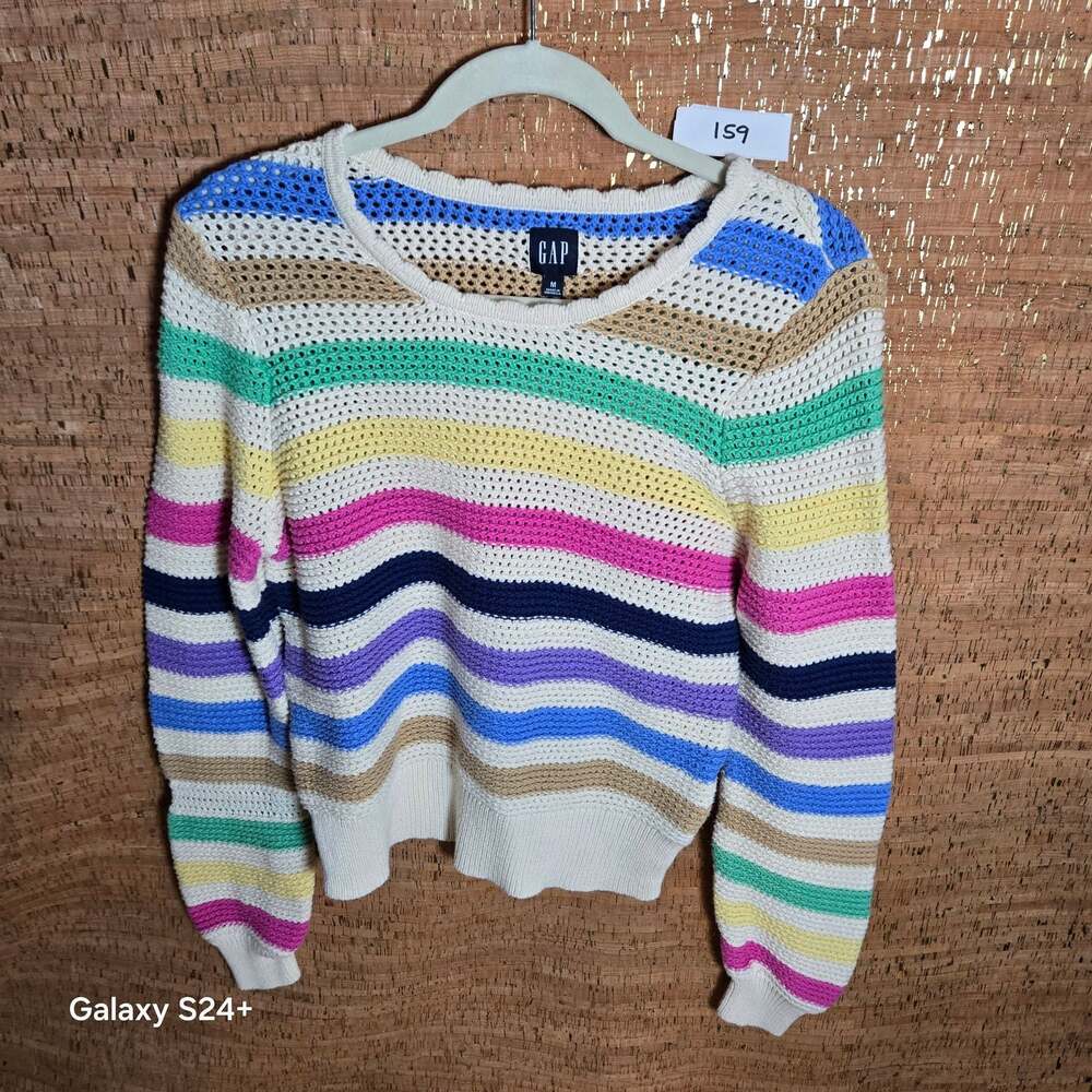 GAP Stripe Crochet Crewneck Sweater size M